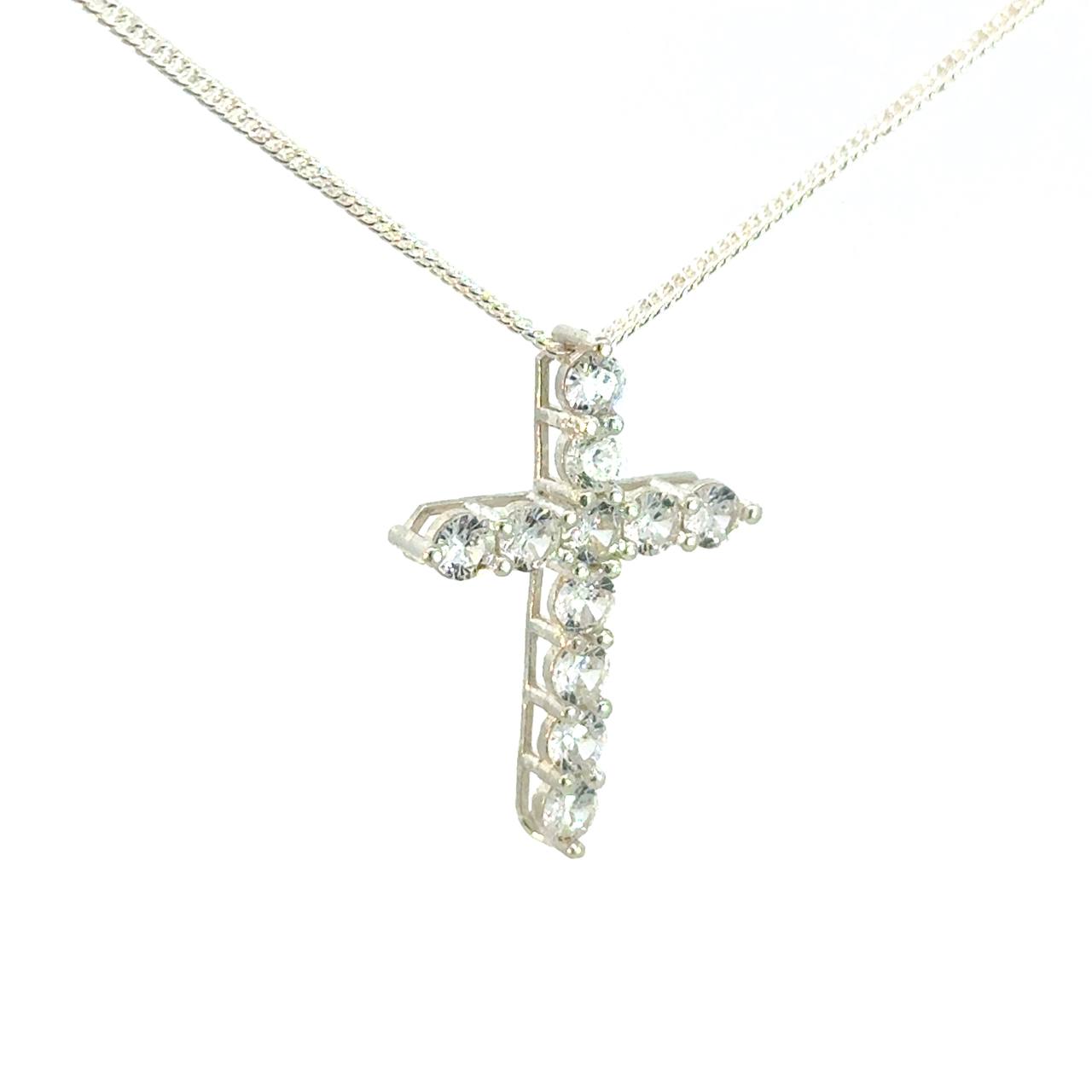 Cruz de Plata con Zirconia Blanca