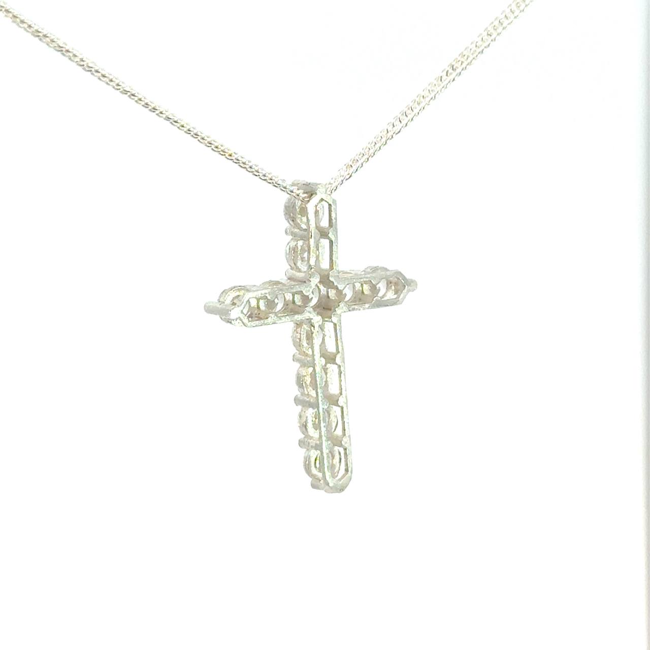 Cruz de Plata con Zirconia Blanca