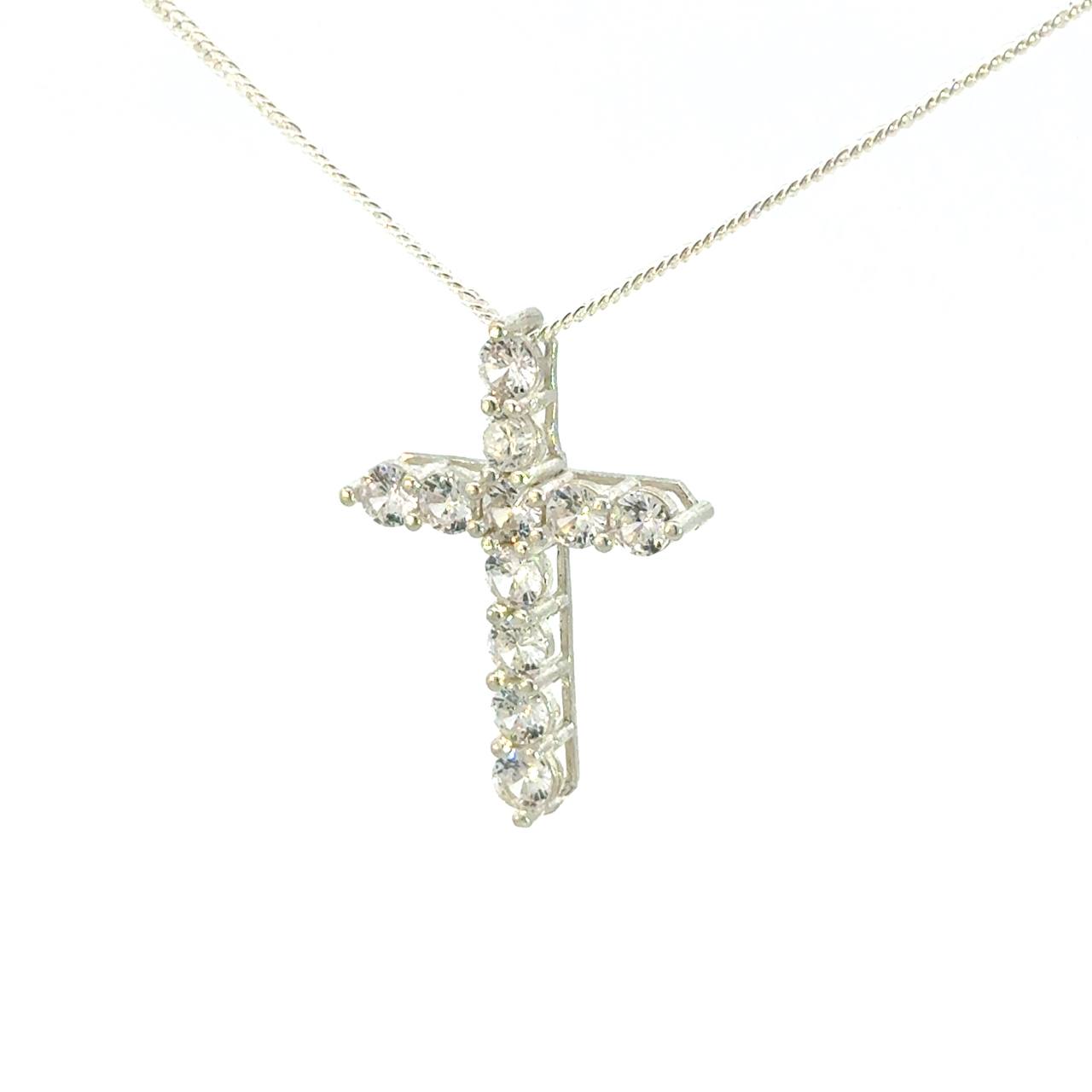 Cruz de Plata con Zirconia Blanca