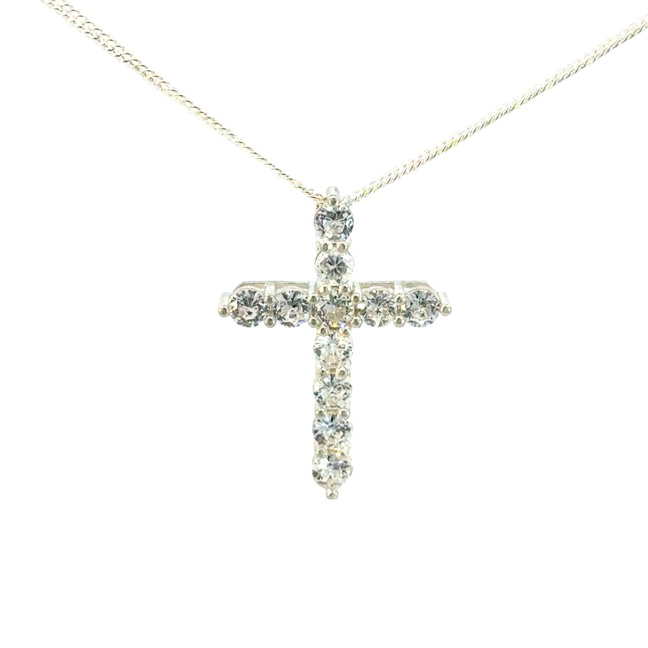 Cruz de Plata con Zirconia Blanca