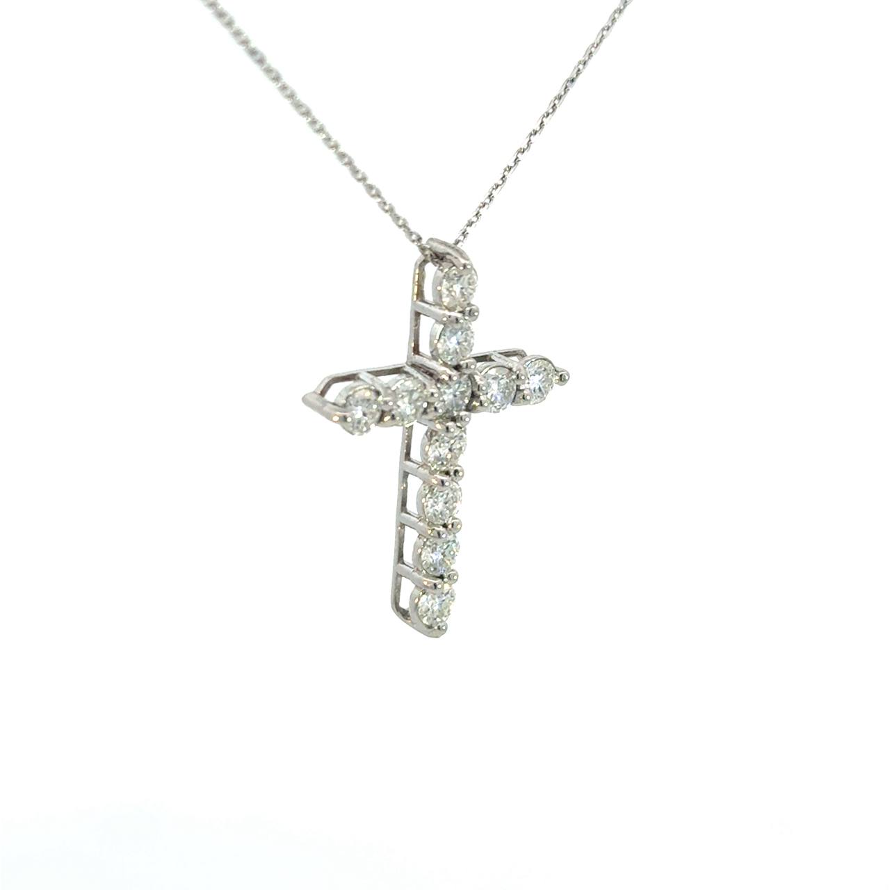 Cruz Oro Blanco 14K Baby Moissanita Blanca