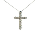 Cruz Oro Blanco 14K Baby Moissanita Blanca