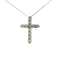 Cruz Oro Blanco 14K Baby Moissanita Blanca
