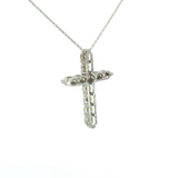 Cruz Oro Blanco 14K Baby Moissanita Blanca