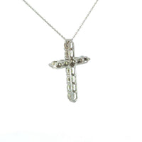 Cruz Oro Blanco 14K Baby Moissanita Blanca