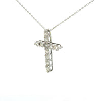 Cruz Oro Blanco 14K Baby Moissanita Blanca