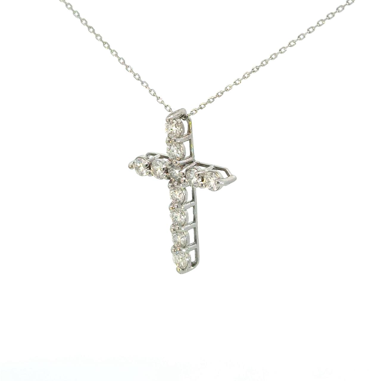 Cruz Oro Blanco 14K Baby Moissanita Blanca
