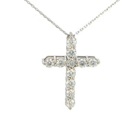 Cruz Oro Blanco 14K Baby Moissanita Blanca