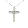 Cruz Oro Blanco 14K Baby Moissanita Blanca