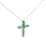 Cruz Oro Blanco 14K Baby Esmeralda