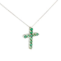 Cruz Oro Blanco 14K Baby Esmeralda
