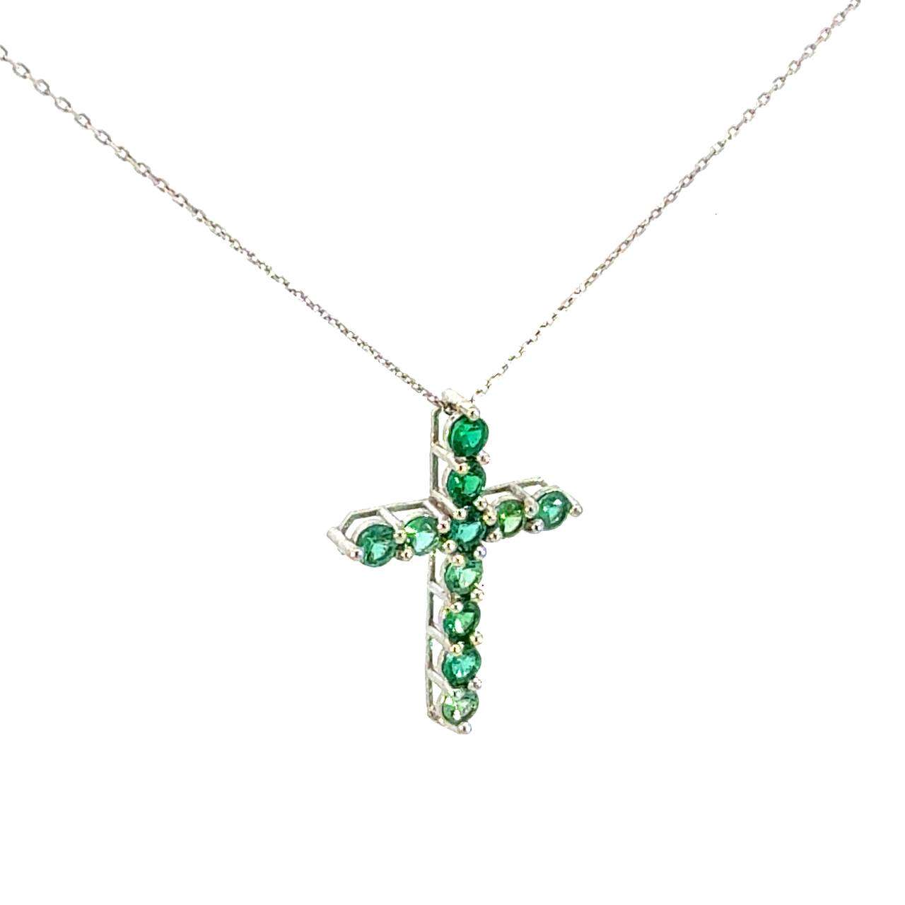 Cruz Oro Blanco 14K Baby Esmeralda