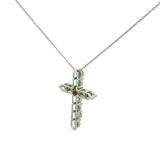 Cruz Oro Blanco 14K Baby Esmeralda