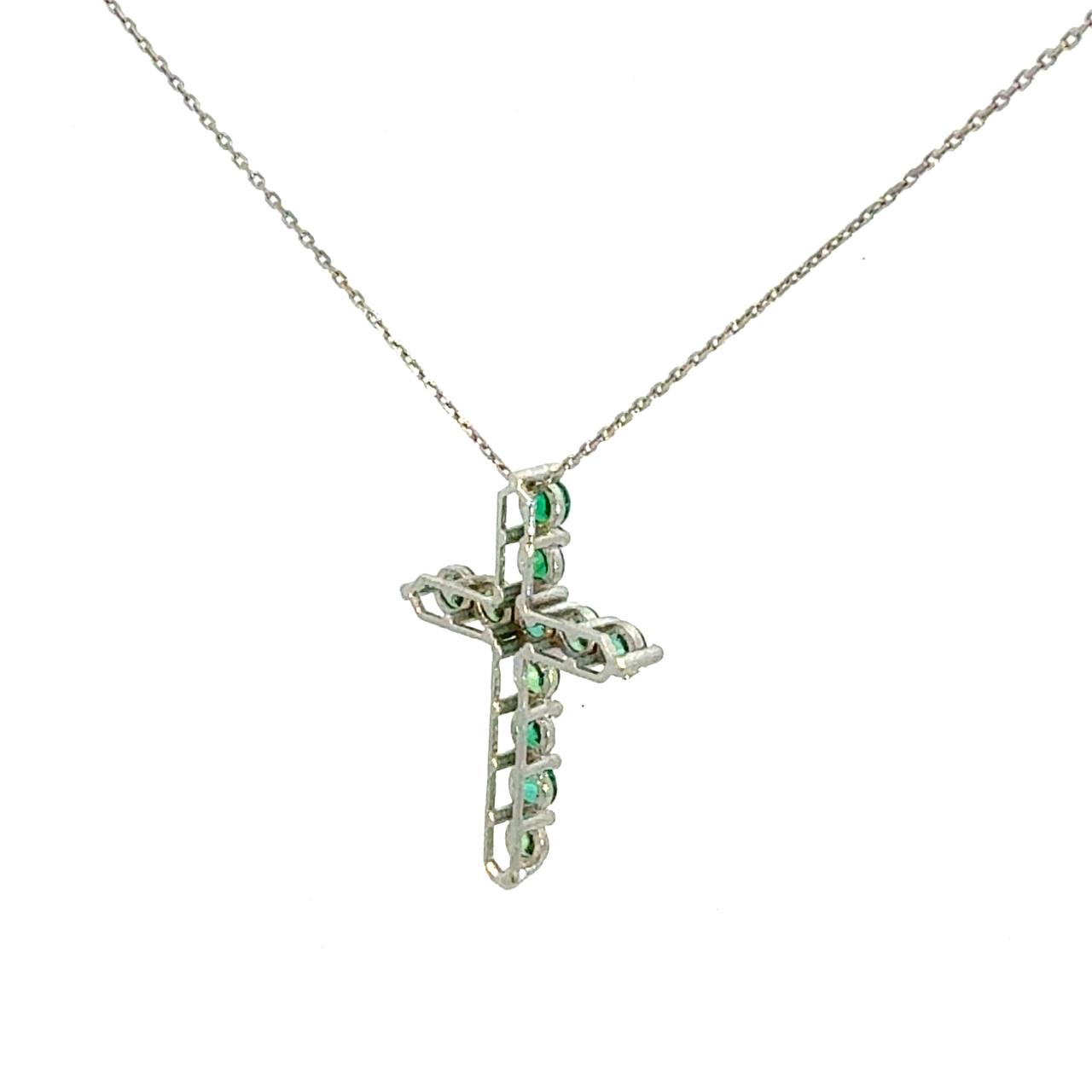 Cruz Oro Blanco 14K Baby Esmeralda