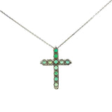 Cruz Oro Blanco 14K Baby Esmeralda