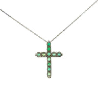 Cruz Oro Blanco 14K Baby Esmeralda