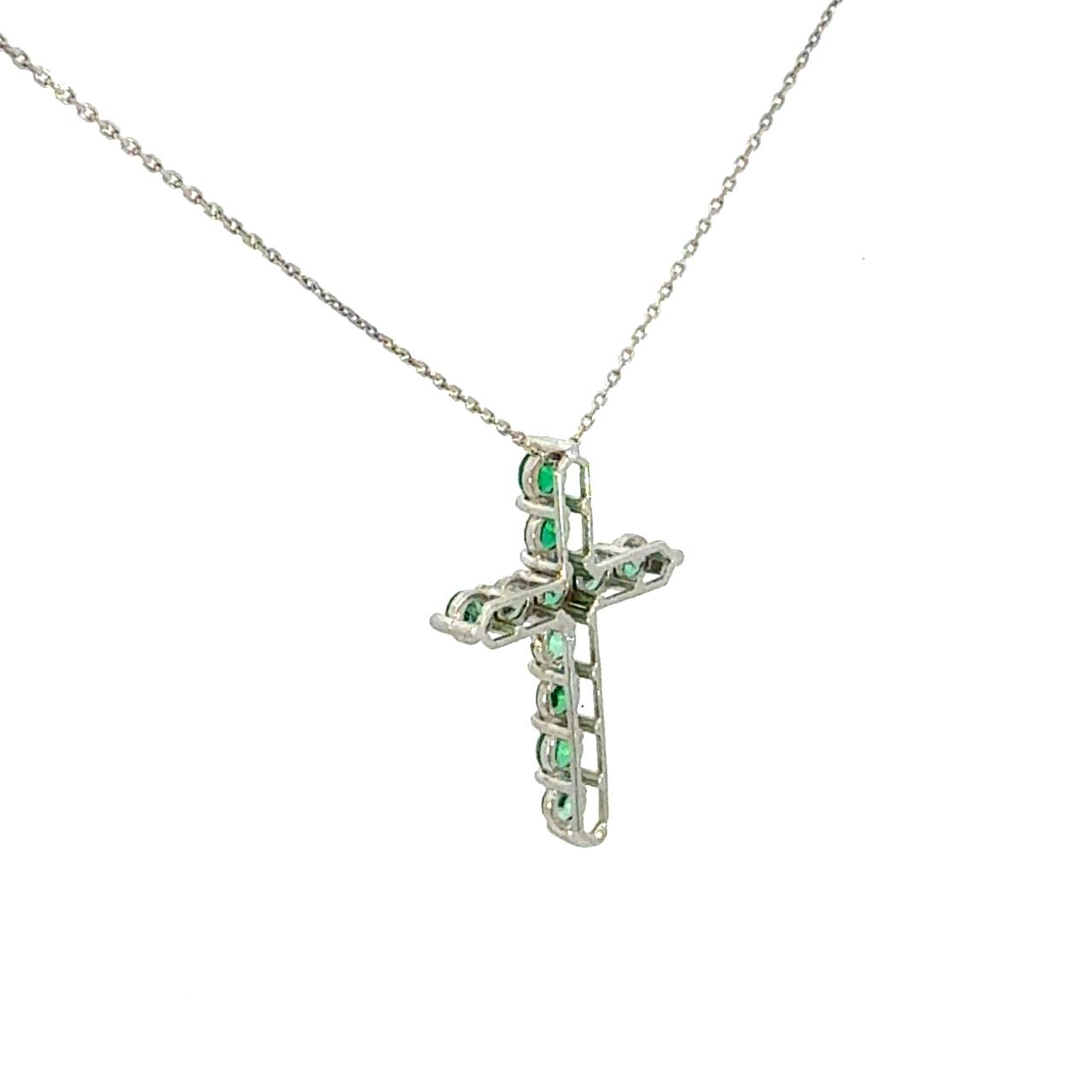 Cruz Oro Blanco 14K Baby Esmeralda