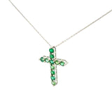 Cruz Oro Blanco 14K Baby Esmeralda