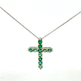 Cruz Oro Blanco 14K Baby Esmeralda