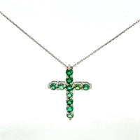 Cruz Oro Blanco 14K Baby Esmeralda