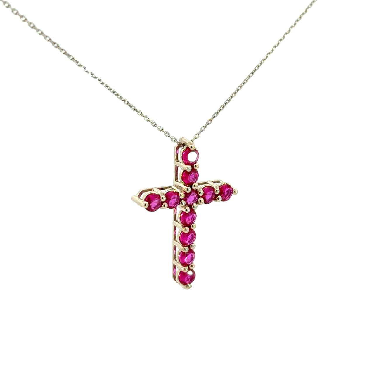 Cruz Oro Blanco 14K Baby Rubi