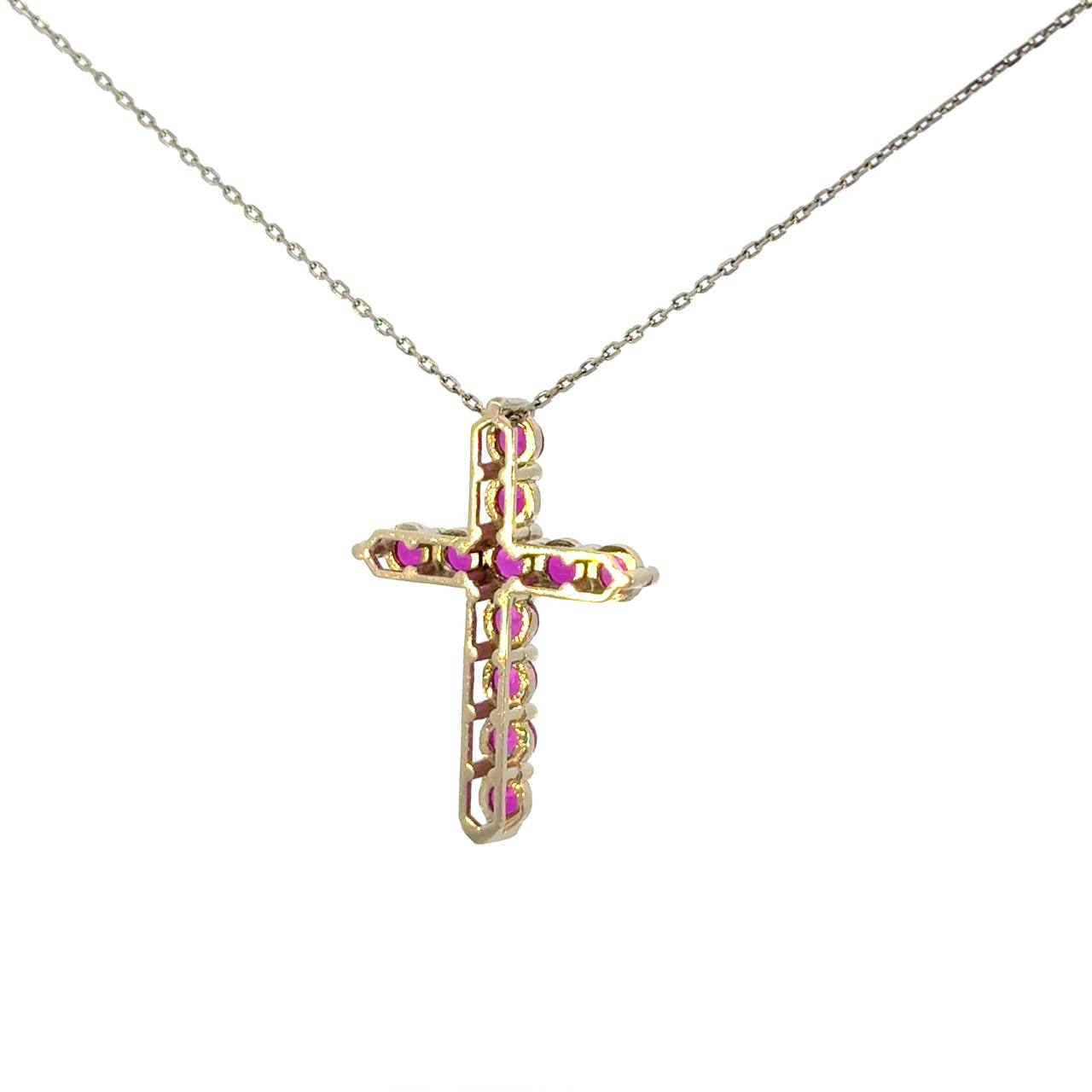 Cruz de Plata con Zirconia Roja