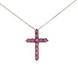 Cruz de Plata con Zirconia Roja