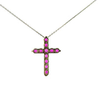 Cruz de Plata con Zirconia Roja