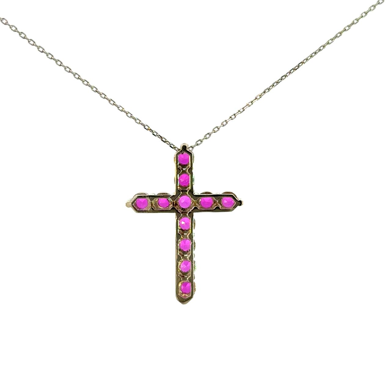 Cruz de Plata con Zirconia Roja