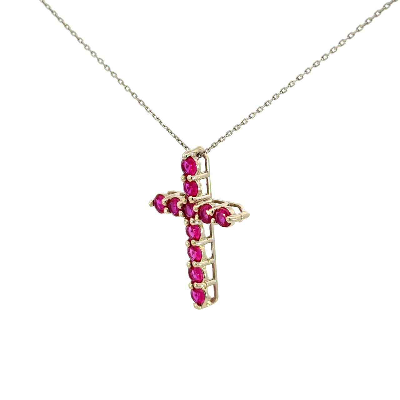 Cruz de Plata con Zirconia Roja