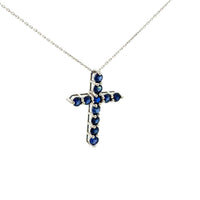 Cruz de Plata con Zirconia Azul