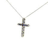 Cruz de Plata con Zirconia Azul