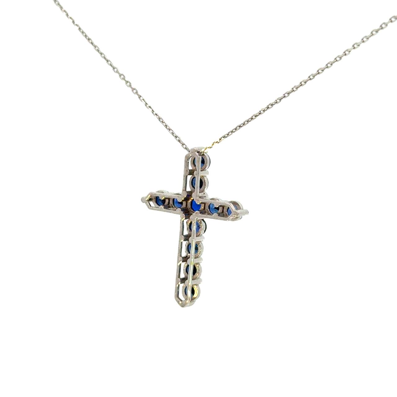 Cruz de Plata con Zirconia Azul