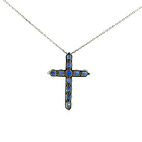 Cruz de Plata con Zirconia Azul