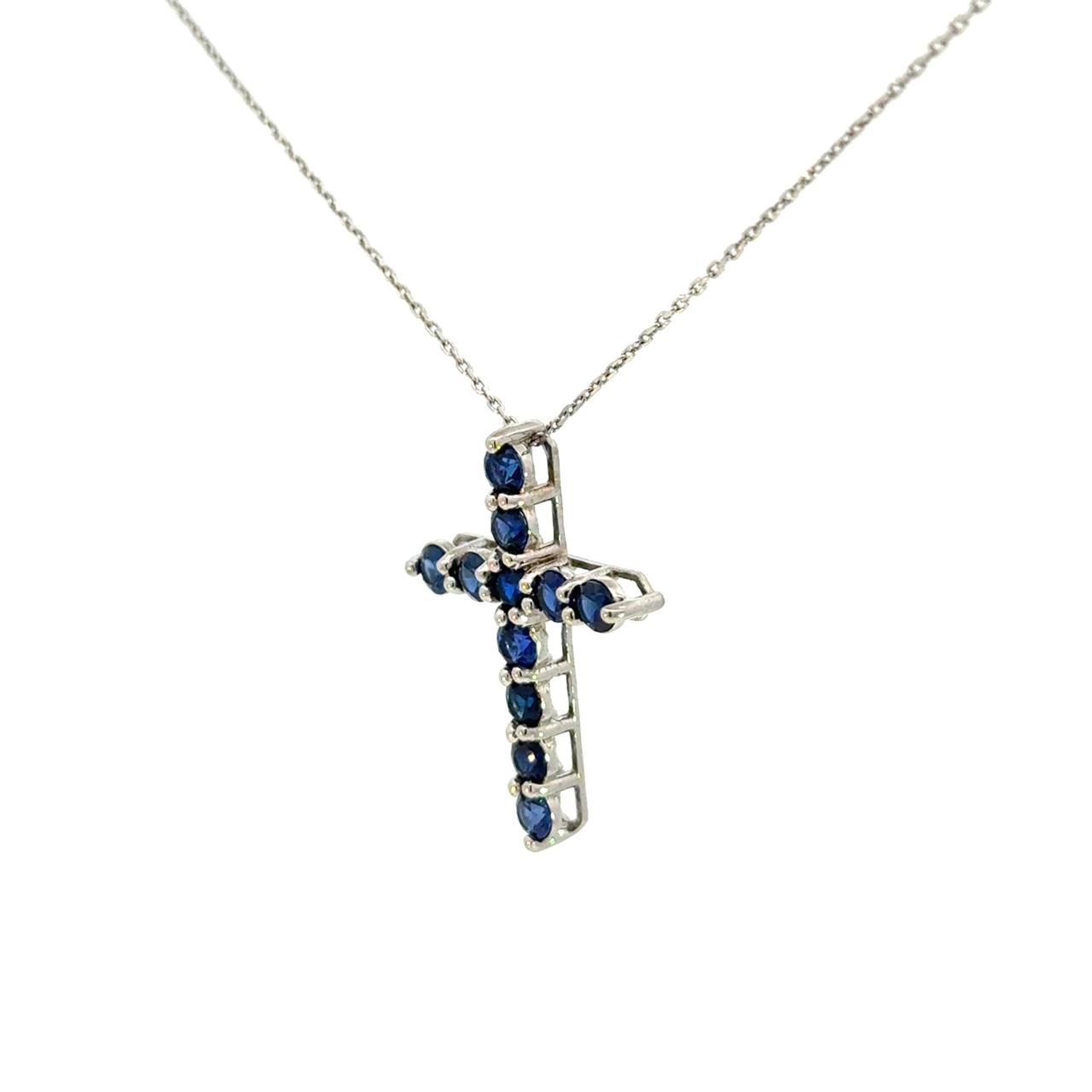 Cruz de Plata con Zirconia Azul
