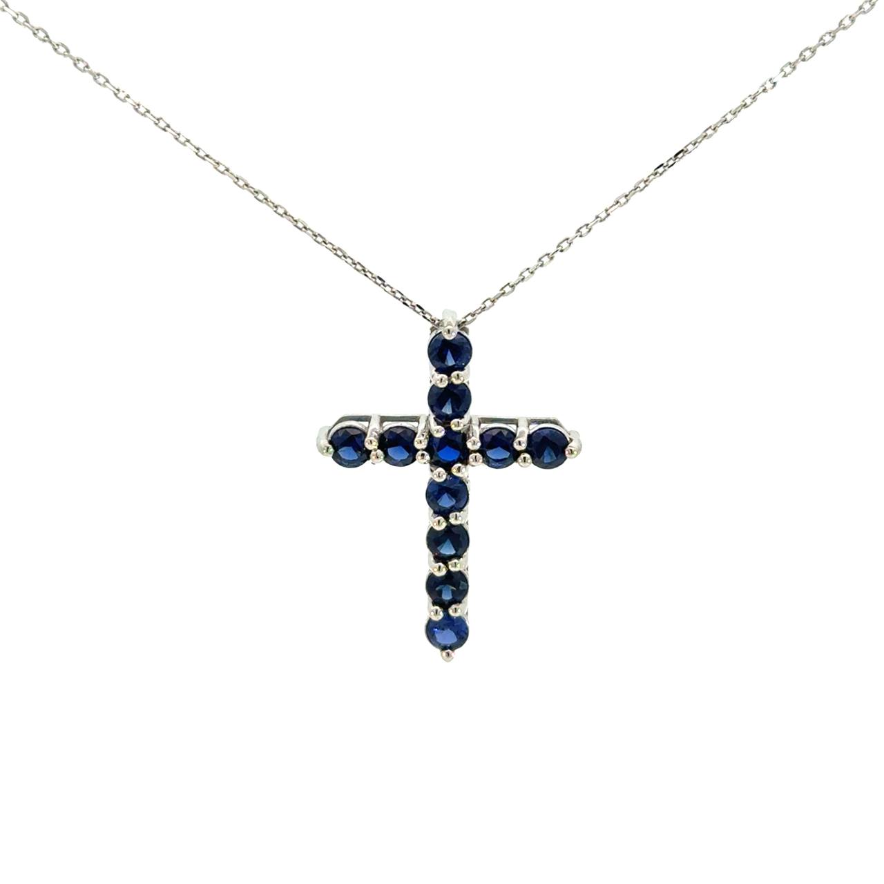 Cruz de Plata con Zirconia Azul