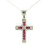 Cruz de Oro Blanco 14K con Rubi