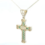 Cruz de Plata Verde y Cadena Plata