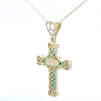 Cruz de Plata Verde y Cadena Plata