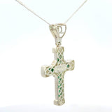 Cruz de Plata Verde y Cadena Plata