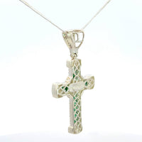 Cruz de Plata Verde y Cadena Plata