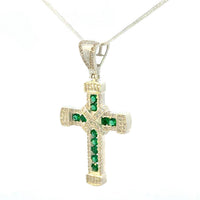 Cruz de Plata Verde y Cadena Plata