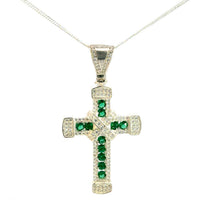 Cruz de Plata Verde y Cadena Plata