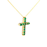 Cruz Oro Amarillo 14K Baby Esmeralda