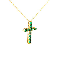 Cruz Oro Amarillo 14K Baby Esmeralda