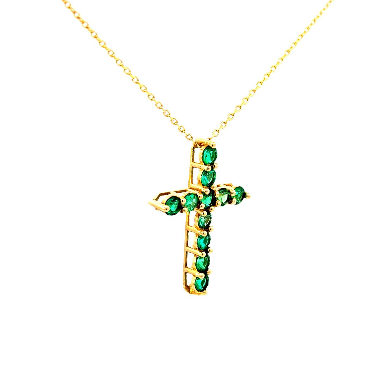 Cruz Oro Amarillo 14K Baby Esmeralda