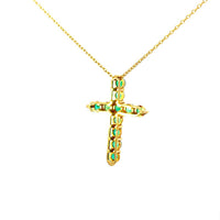 Cruz Oro Amarillo 14K Baby Esmeralda