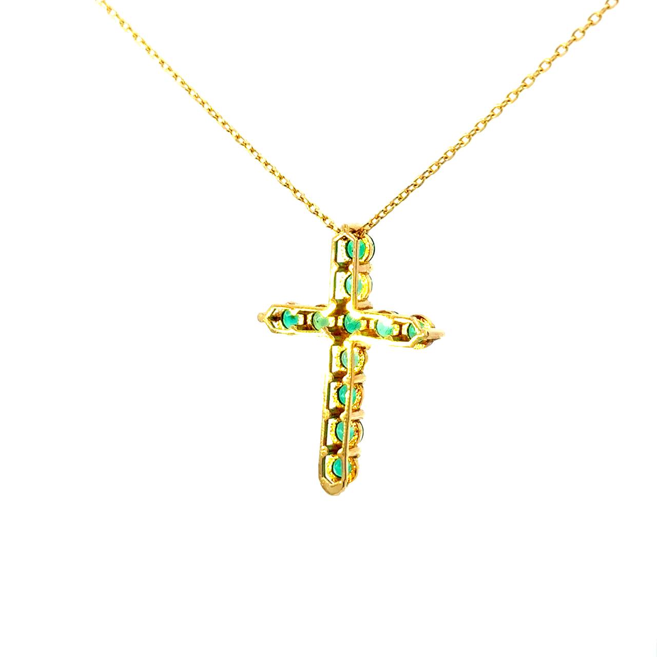 Cruz Oro Amarillo 14K Baby Esmeralda