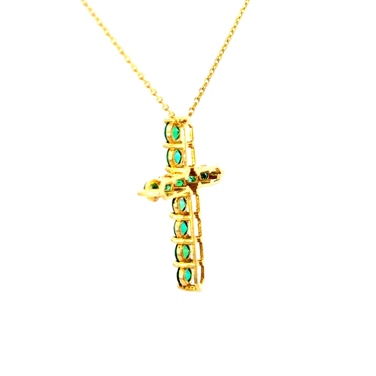 Cruz Oro Amarillo 14K Baby Esmeralda