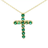 Cruz Oro Amarillo 14K Baby Esmeralda